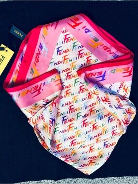 Designer fashioned silk scarf multi colored